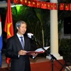 Đại sứ Việt Nam tại Cuba Dương Minh đọc diễn văn tại lễ kỷ niệm. (Ảnh: Lê Hà/TTXVN)