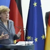 Thủ tướng Đức Angela Merkel tại cuộc họp báo về tình hình người tị nạn và di cư tại Berlin ngày 7/9. (Ảnh: AFP/TTXVN)