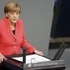 Thủ tướng Đức Angela Merkel phát biểu trong cuộc thảo luận về khủng hoảng người di cư tại Quốc hội Đức ở Berlin ngày 24/9 vừa qua. (Ảnh: AFP/TTXVN)