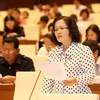 Đại biểu Quốc hội thành phố Hà Nội Trần Thị Quốc Khánh phát biểu ý kiến. (Ảnh: Phương Hoa/TTXVN)