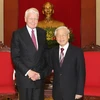 Tổng Bí thư Nguyễn Phú Trọng tiếp Tổng thống Cộng hòa Iceland Ólafur Ragnar Grímsson thăm cấp Nhà nước Việt Nam. (Ảnh: Trí Dũng/TTXVN)