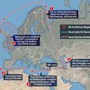 Sơ đồ đường bay của Tu-160 từ bán đảo Kola đến Syria. (Nguồn: Daily Mail)