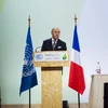 Ngoại trưởng Pháp Laurent Fabius phát biểu tại Hội nghị COP21 ở Le Bourget, phía bắc thủ đô Paris, Pháp ngày 7/12 vừa qua. (Ảnh: AFP/TTXVN)