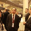 Thứ trưởng Bộ Văn hóa, Thể thao và Du lịch Lê Khánh Hải giao lưu trước giờ Khai mạc Diễn đàn. (Ảnh: Quế Anh/Vietnam+)