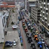 Các lái xe Hy Lạp biểu tình tại thủ đô Athens ngày 20/1 vừa qua. (Ảnh: AFP/TTXVN)