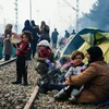 Người di cư sống tại lều tạm gần làng Idomeni ở biên giới Hy Lạp-Macedonia ngày 8/3. (Ảnh: AFP/TTXVN)