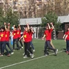 Màn biểu diễn Flash Move của sinh viên. (Ảnh: Duy Trinh/Vietnam+)