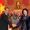Chủ tịch Quốc hội Nguyễn Thị Kim Ngân tiếp Đại sứ đặc mệnh toàn quyền Nhật Bản tại Việt Nam Fukaka Hiroshi đến chào xã giao. (Ảnh: Trọng Đức/TTXVN)