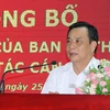 Tân Phó Trưởng Ban Chỉ đạo Tây Nam Bộ Nguyễn Trung Hiếu phát biểu tại buổi lễ. (Ảnh: Trung Hiếu/TTXVN)