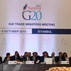 Các Bộ trưởng thương mại G20 tham gia cuộc họp ở Istanbul, Thổ Nhĩ Kỳ ngày 6/10 vừa qua. (Ảnh: THX/TTXVN)