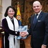 Phó Chủ tịch nước Đặng Thị Ngọc Thịnh có cuộc gặp làm việc với Phó Tổng thống Colombia Germán Vargas Lleras. (Ảnh: Lâm Khánh/TTXVN)
