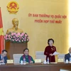 Chủ tịch Quốc hội Nguyễn Thị Kim Ngân phát biểu tại phiên họp. (Ảnh TTXVN)