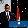 Đặc phái viên Liên hợp quốc về vấn đề Yemen Ismail Ould Cheikh Ahmed phát biểu trong cuộc họp báo ở Kuwait City ngày 26/5 vừa qua. (Ảnh: AFP/TTXVN)