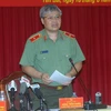 Thiếu tướng Đặng Trần Chiêu, Giám đốc Công an tỉnh phát biểu tại buổi họp báo. (Ảnh: Thế Duyệt/TTXVN)