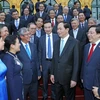 Chủ tịch nước Trần Đại Quang với các Đại sứ, Trưởng đại diện cơ quan Ngoại giao của Việt Nam ở nước ngoài. (Ảnh: Nhan Sáng/TTXVN)