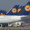 Máy bay của Hãng hàng không Lufthansa tại sân bay ở Munich trong một cuộc đình công. (Ảnh: AFP/TTXVN)