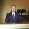 Thượng tướng Tô Lâm, Ủy viên Bộ Chính trị, Bộ trưởng Bộ Công an trình bày báo cáo công tác phòng ngừa, chống tội phạm và vi phạm pháp luật năm 2016. (Ảnh: Phạm Kiên/TTXVN)