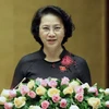 Chủ tịch Quốc hội Nguyễn Thị Kim Ngân phát biểu bế mạc Kỳ họp. (Ảnh: Phạm Kiên/TTXVN)