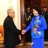 Chủ tịch Quốc hội Nguyễn Thị Kim Ngân hội kiến Tổng thống Ấn Độ Pranab Mukherjee. (Ảnh: Trọng Đức/TTXVN) 