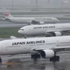 Máy bay của Hãng Hàng không Nhật Bản (JAL) tại sân bay Haneda, Tokyo, Nhật Bản. (Ảnh: AFP/TTXVN)