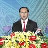 Chủ tịch nước Trần Đại Quang dự và phát biểu tại Lễ kỷ niệm 70 năm Ngày Bác Hồ về thăm Thanh Hóa. (Ảnh: Nhan Sáng/TTXVN)