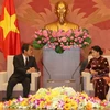 Chủ tịch Quốc hội Nguyễn Thị Kim Ngân tiếp Ngài Umeda Kunio, Đại sứ Nhật Bản tại Việt Nam đến chào xã giao, nhân dịp nhận nhiệm kỳ công tác tại Việt Nam. (Ảnh: Trọng Đức/TTXVN)