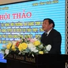 Phó Chủ tịch UBND tỉnh Thái Bình Phạm Văn Xuyên phát biểu tại hội thảo. (Ảnh: Xuân Tiến/TTXVN)