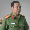 Đại tá Phạm Văn Ngân, Phó Giám đốc Công an tỉnh Vĩnh Long thông tin vụ việc tại buổi họp báo. (Nguồn: kiemsat.vn)
