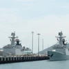 Biên đội 3 tàu của Hải quân Quân Giải phóng Nhân dân Trung Quốc gồm Xiang Tan, Zhou Shan và Chao Hu cập Cảng Quốc tế Cam Ranh hồi tháng 10/2016. (Ảnh: Nguyên Lý-/TTXVN)