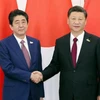 Thủ tướng Nhật Bản Shinzo Abe và Chủ tịch Trung Quốc Tập Cận Bình. (Ảnh: Kyodo/TTXVN)
