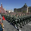 Các binh sỹ Nga trong lễ duyệt binh kỷ niệm Ngày Chiến thắng tại Moskva ngày 9/5. (Ảnh: EPA/TTXVN)