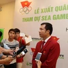 Xạ thủ Hoàng Xuân Vinh - niềm hy vọng của thể thao Việt Nam tại SEA Games 29. (Ảnh: Quốc Khánh/TTXVN)
