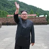 Nhà lãnh đạo Triều Tiên Kim Jong-un trong chuyến thăm một đơn vị quân đội ngày 14/8 vừa qua. (Ảnh: Yonhap/TTXVN)