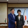 Chánh án Tòa án Nhân dân Tối cao Nguyễn Hòa Bình có cuộc gặp Bộ trưởng Tư pháp Nhật Bản Yoko Kamikawa. (Ảnh: Nguyễn Tuyến/TTXVN)