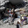 Cảnh đổ nát sau một cuộc không kích ở Yemen. (Ảnh: EPA/TTXVN)