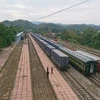 Đoàn tàu chuyên container đầu tiên kết nối giữa Đường sắt Việt Nam và Đường sắt Trung Quốc. (Nguồn: VNR cung cấp)