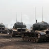 Binh sỹ và xe quân sự Thổ Nhĩ Kỳ được triển khai tại khu vực Afrin, Syria ngày 22/1 vừa qua. (Ảnh: THX/TTXVN)