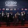 Bộ trưởng Thương mại và Công nghiệp Trần Tuấn Anh (thứ nhất, phải, hàng sau) cùng đại diện 10 nước tham gia lễ ký Hiệp định CPTPP chụp ảnh chung tại Santiago ngày 8/3. (Ảnh: AFP/TTXVN)