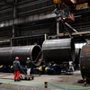 Thép được sản xuất tại nhà máy ở Thanh Đảo, tỉnh Sơn Đông, Trung Quốc ngày 31/1 vừa qua. (Ảnh: AFP/TTXVN)