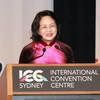 Phó Chủ tịch nước Đặng Thị Ngọc Thịnh phát biểu tại Lễ khai mạc Hội nghị Thượng đỉnh Phụ nữ Toàn cầu. (Ảnh: Quang Hải/TTXVN)