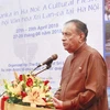 Chủ tịch Quốc hội Sri Lanka Karu Jayasuriya phát biểu tại buổi lễ. (Ảnh: Hoàng Hà/TTXVN)