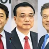 Thủ tướng Nhật Bản Shinzo Abe, Thủ tướng Trung Quốc Lý Khắc Cường và Tổng thống Moon Jae-in.(Nguồn: Nikkei Asian Review/Kyodo) 