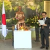 Tổng lãnh sự Osaka Vũ Tuấn Hải phát biểu tại buổi Lễ kỷ niệm 128 năm ngày sinh Chủ tịch Hồ Chí Minh được tổ chức tại Mimasaka của Nhật Bản. (Ảnh: Tômô/Vietnam+)
