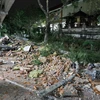 Hiện trường đổ nát sau trận động đất 7.0 độ Richter ở Denpasar, Bali, Indonesia ngày 5/8. (Ảnh: EPA/TTXVN)