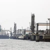 Tàu chở dầu của Iran cập cảng trên đảo Khark ở ngoài khơi vùng Vịnh Persian. (Ảnh: AFP/TTXVN)
