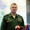 Phát ngôn viên Bộ Quốc phòng Nga, Thiếu tướng Igor Konashenkov trong một cuộc họp báo về Syria. (Ảnh: ITAR-TASS/TTXVN)