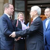 Tổng Bí thư Nguyễn Phú Trọng hội kiến với Thủ tướng Liên bang Nga Dmitry Medvedev. (Ảnh: Trí Dũng/TTXVN)