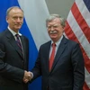 Cố vấn An ninh Quốc gia Mỹ John Bolton và Thư ký Hội đồng An ninh Quốc gia Nga Nikolai Patrushev. (Nguồn: twitter)