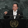 Ngoại trưởng Triều Tiên Ri Yong-ho phát biểu tại Khóa họp 72 Đại hội đồng Liên hợp quốc ở New York, Mỹ ngày 23/9 vừa qua. (Ảnh: AFP/TTXVN)