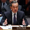 Bộ trưởng Ngoại giao Trung Quốc Vương Nghị phát biểu tại cuộc họp Hội đồng bảo an LHQ ở New York, Mỹ ngày 27/9 vừa qua. (Ảnh: AFP/TTXVN)